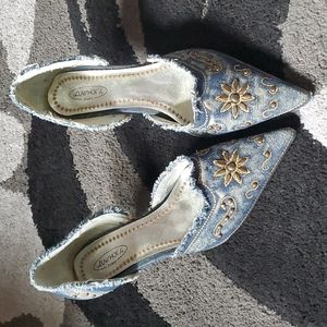 Distressed Jean Pumps